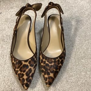 NWT Ann Taylor leopard sling back heels